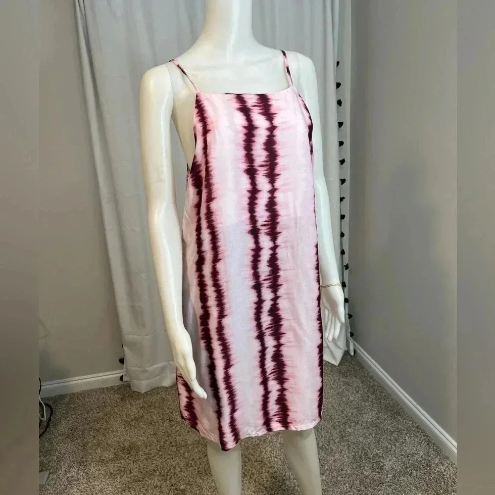 TOPSHOP pink purple tie-dye mini dress with adjustable straps size US 8 NWT